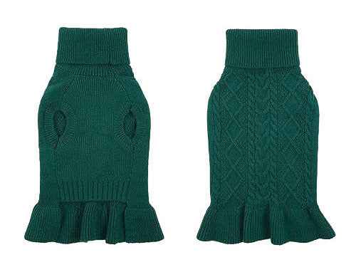 Peplum Dog Christmas Winter Jumper - Emerald Green