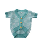 Pucci Dog Cardigan Gold Buttons - Turquoise