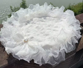 Rose Bud Floral Dog Wedding Seat Cushion - White