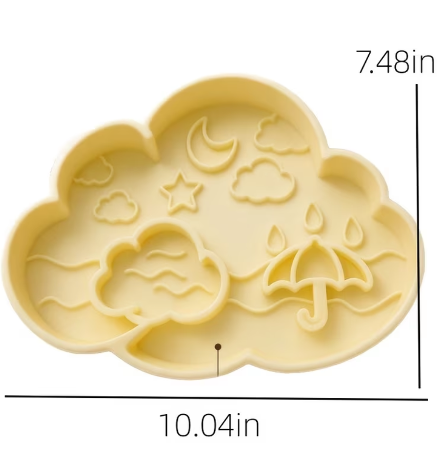 British Summer Cloud Dog Slow Feeder Licking Mat - Yellow