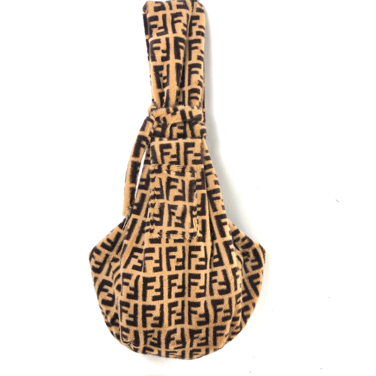 Faux Fur Designer Dog Pet Sling Carrier - Brown/Black