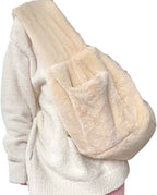 Faux Fur Pet Sling Carrier - Cream