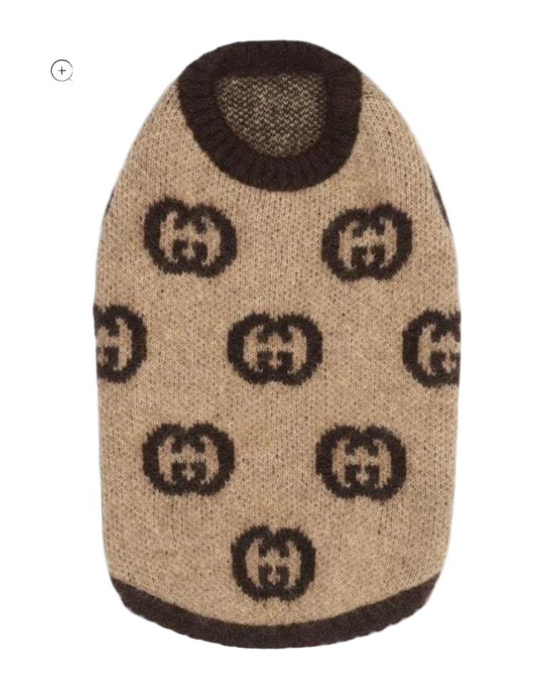 Knitted Dog Jumper - Tan/Brown