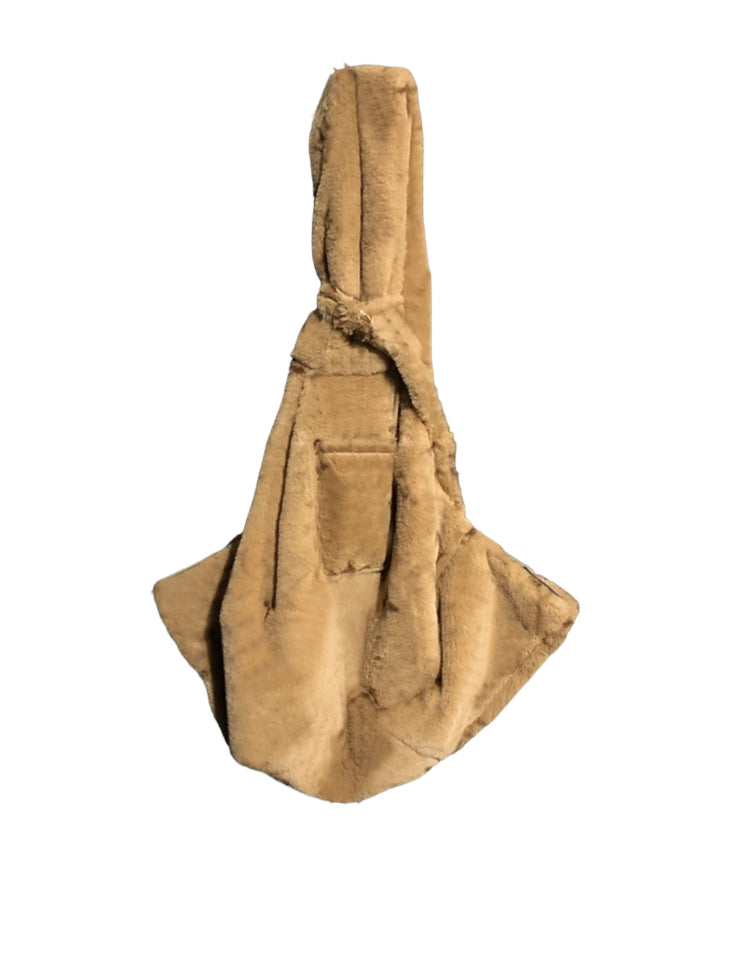 Faux Fur Pet Sling Carrier - Camel