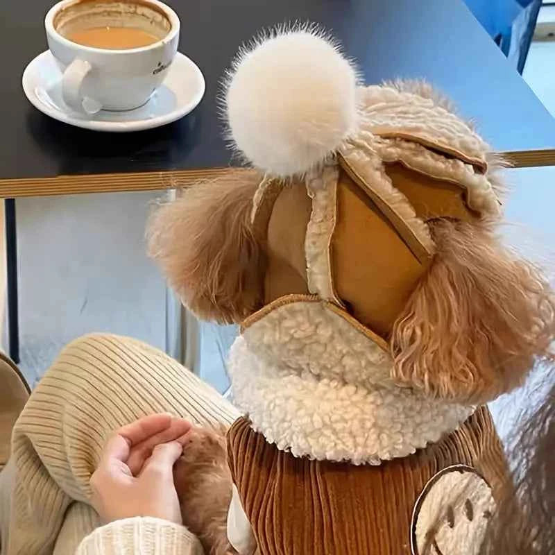 Fleece-Lined Dog Hat with Ear Holes