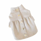 Camellia Dog Ruffle Woollen Feel Jacket with Gold Buttons - Creme