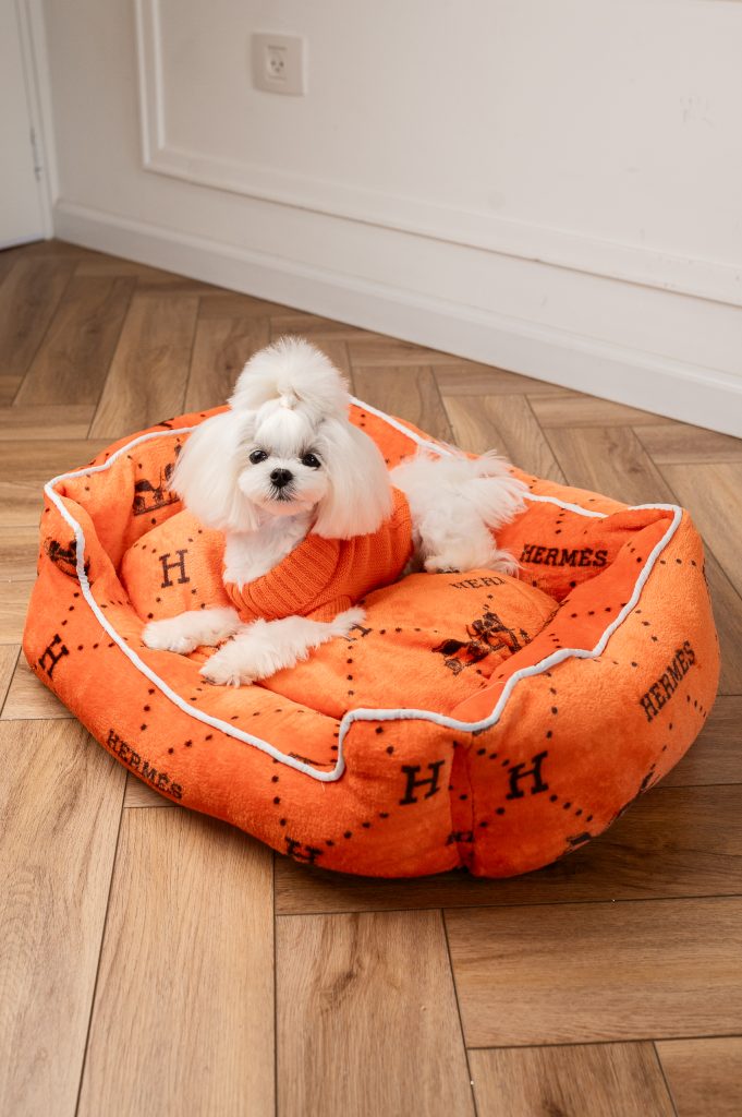 Hairmes Plush Fur Dog Bed - Orange