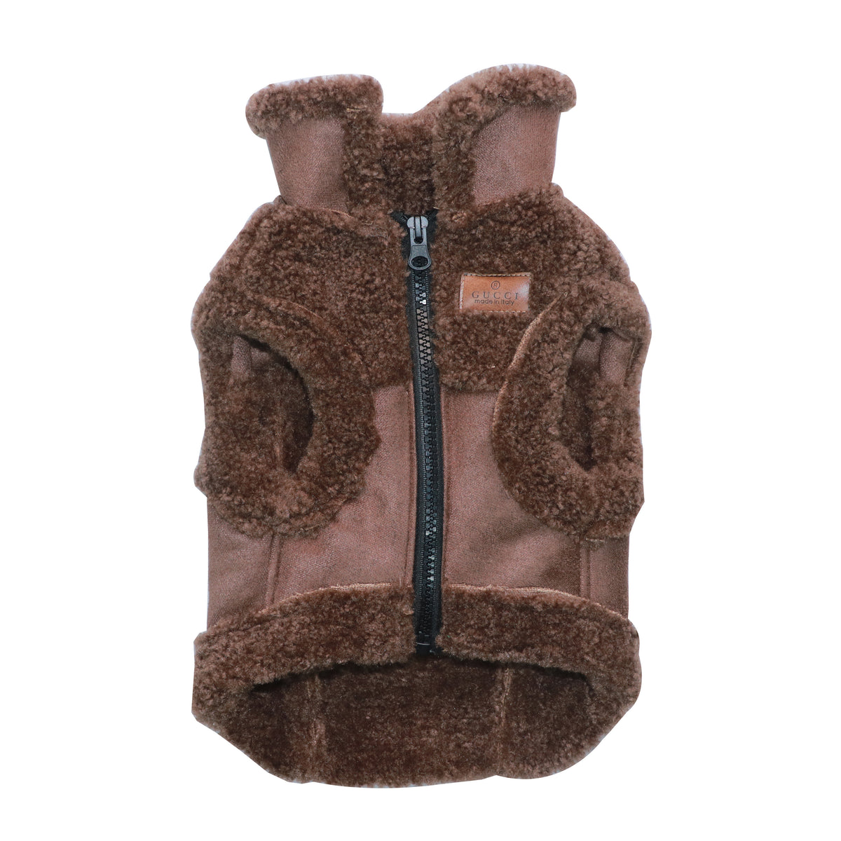 Teddy Fleece Dog Designer Body Warmer Gilet Jacket - Chocolate Brown