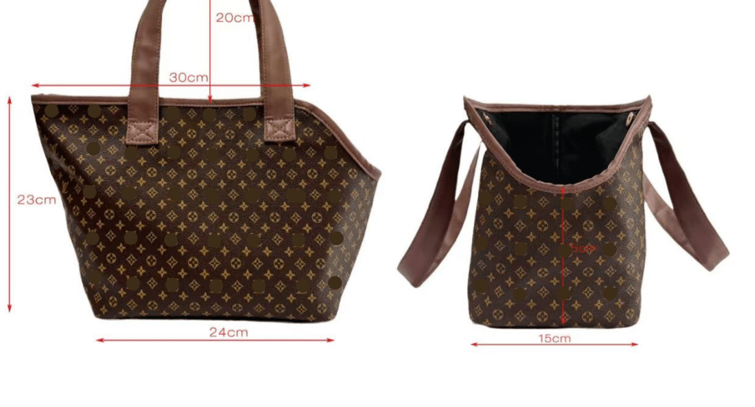 Designer Tote Pet Dog Carrier in brown, spacious and stylish pet accessory with durable construction.