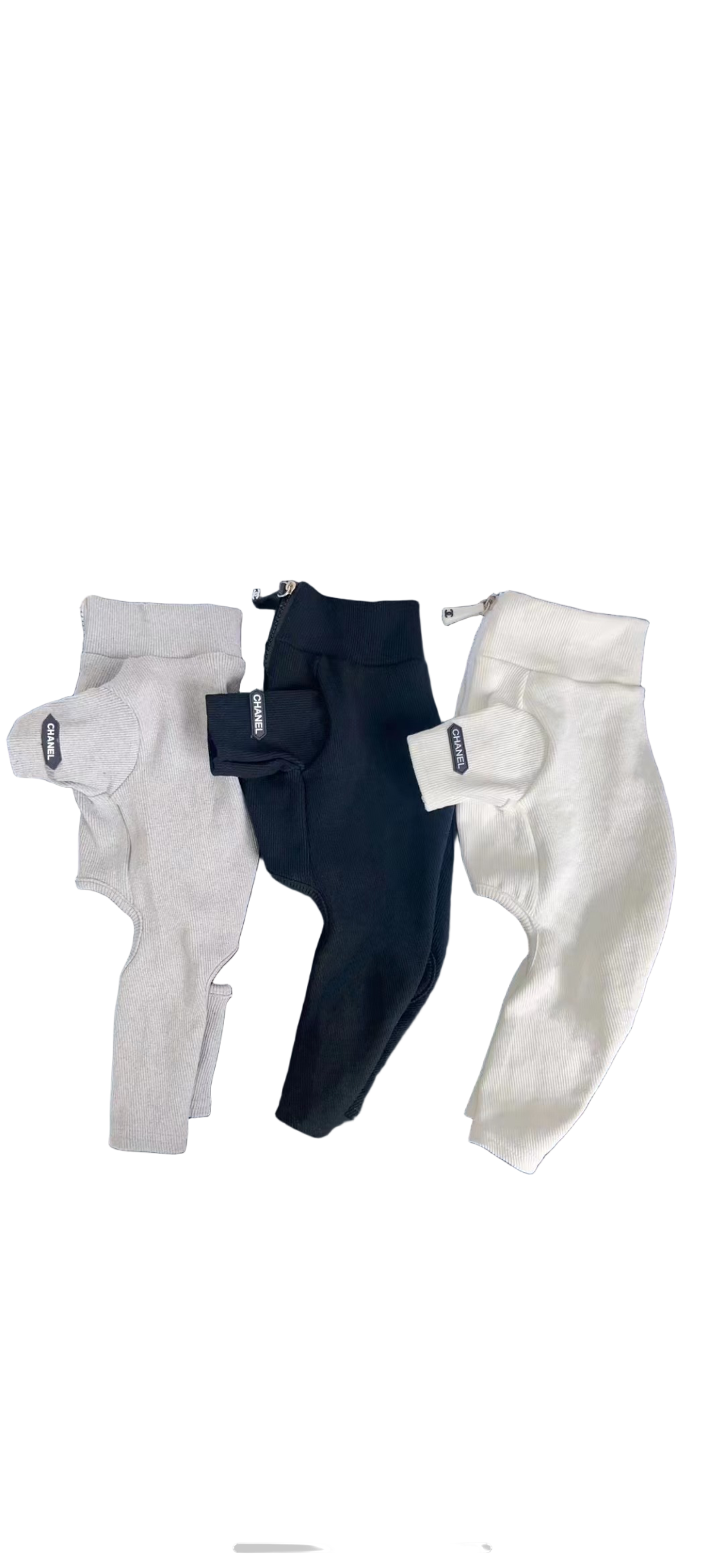 Ribbed Four-Legged Dog All in One - White/Black/Grey