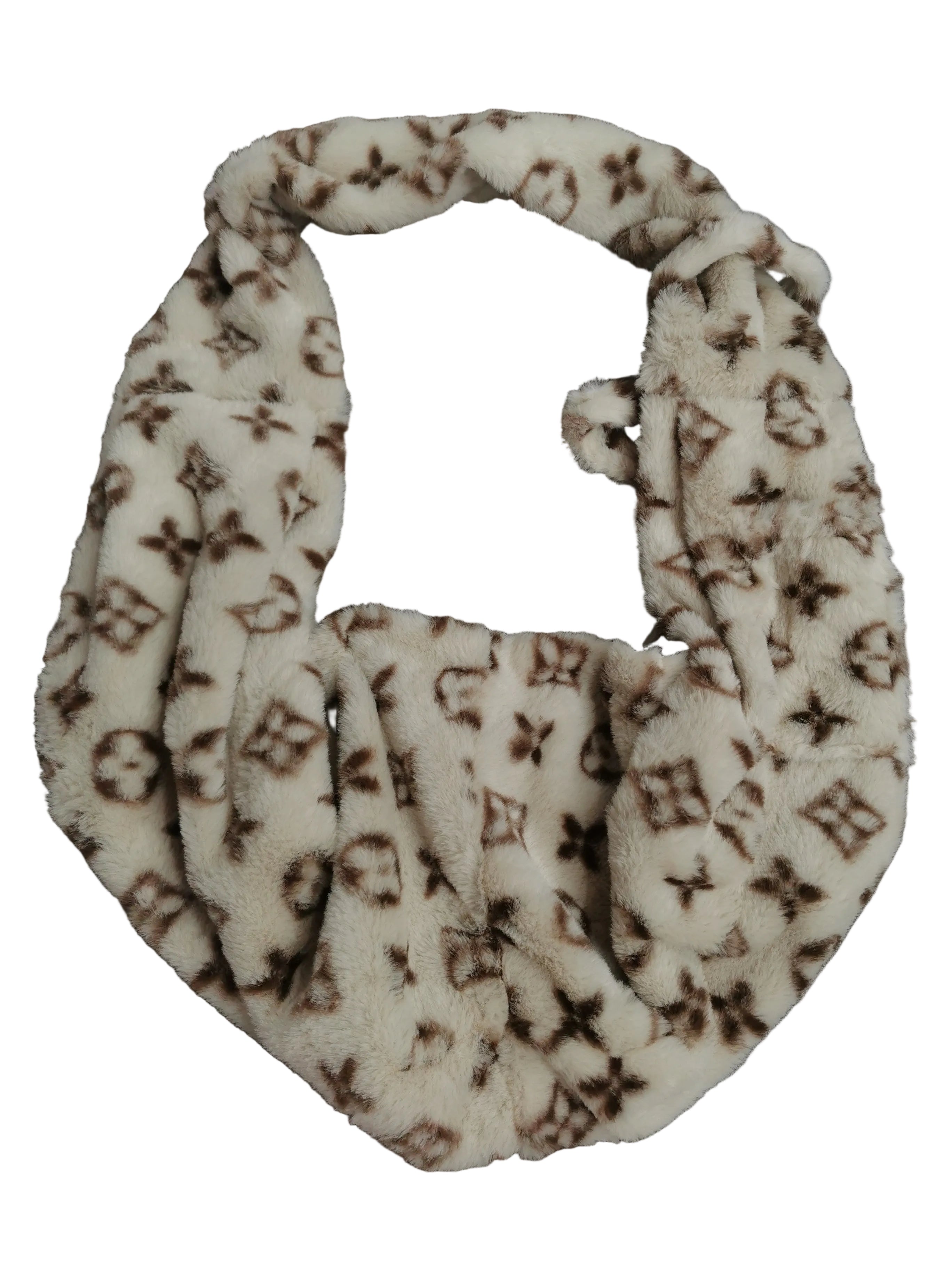Faux Fur Pet Dog Sling Carrier - Cream