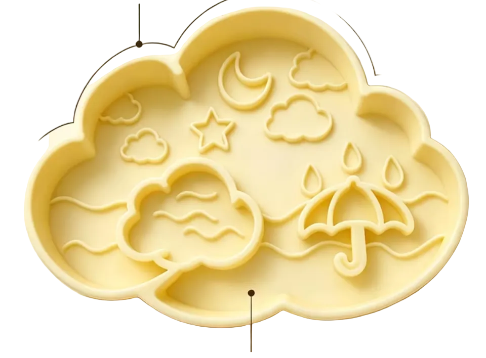 British Summer Cloud Dog Slow Feeder Licking Mat - Yellow
