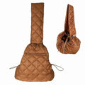 Quilted Pet Crossbody Bag Sling - Tan