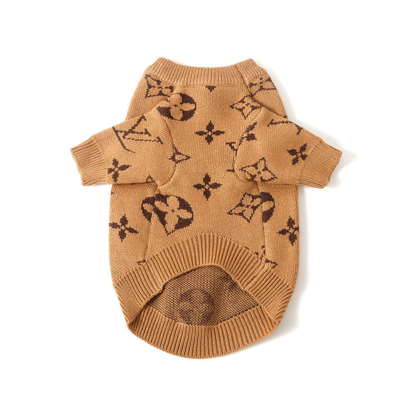 Monogram Dog Knit Jumper - Camel