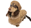 Textured Tweed Dog Cloak Cape Jacket with Faux Fur Trim - Brûlée Brown