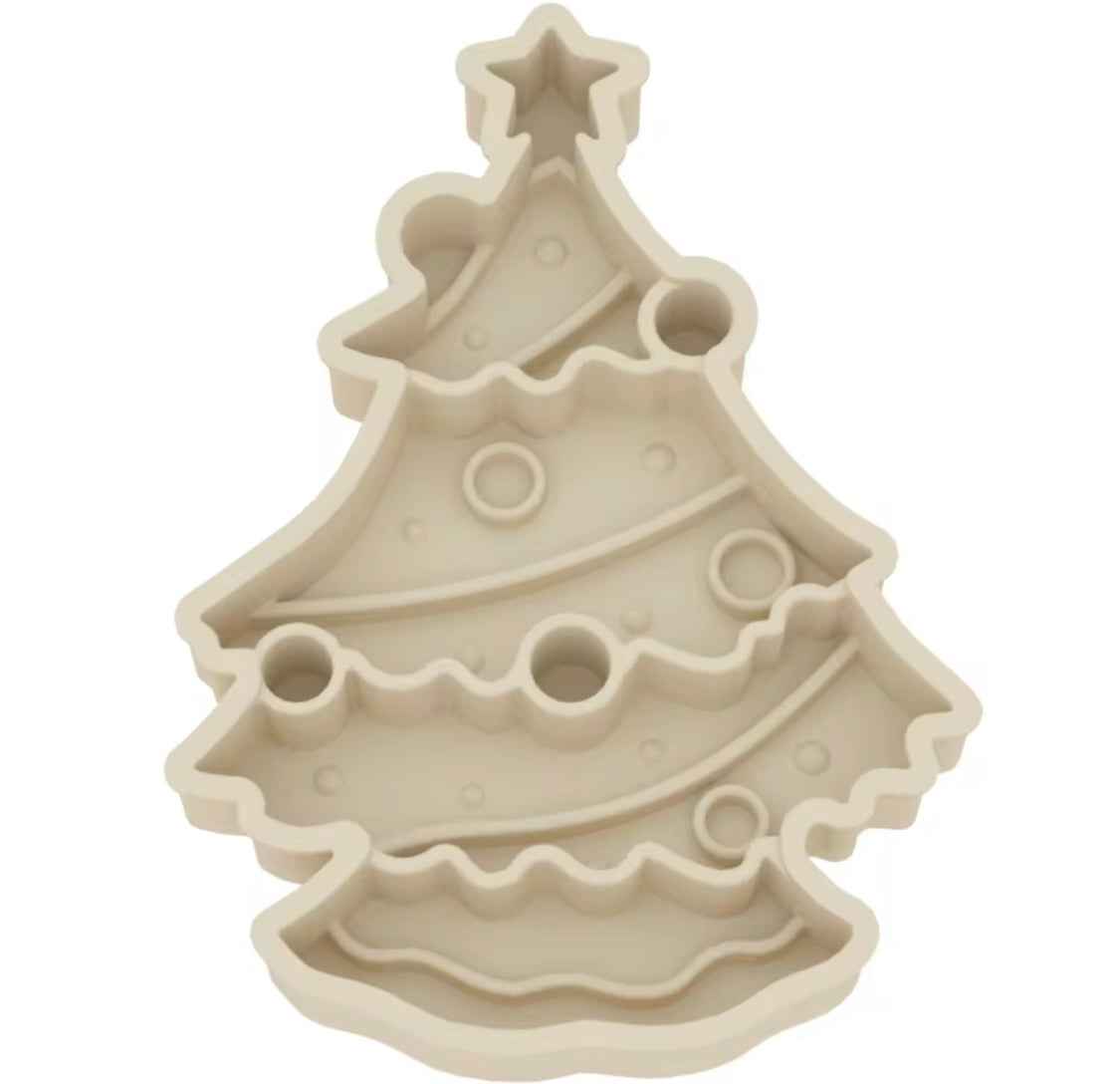 Christmas Tree Dog Enrichment Slow Feeder & Lick Mat - Cream