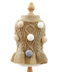 Pom Pom Peplum Dog Knit Jumper - Camel