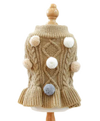 Pom Pom Peplum Dog Knit Jumper - Camel