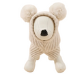 Pom Pom Faux Fur Dog Knitted Snood - Cream