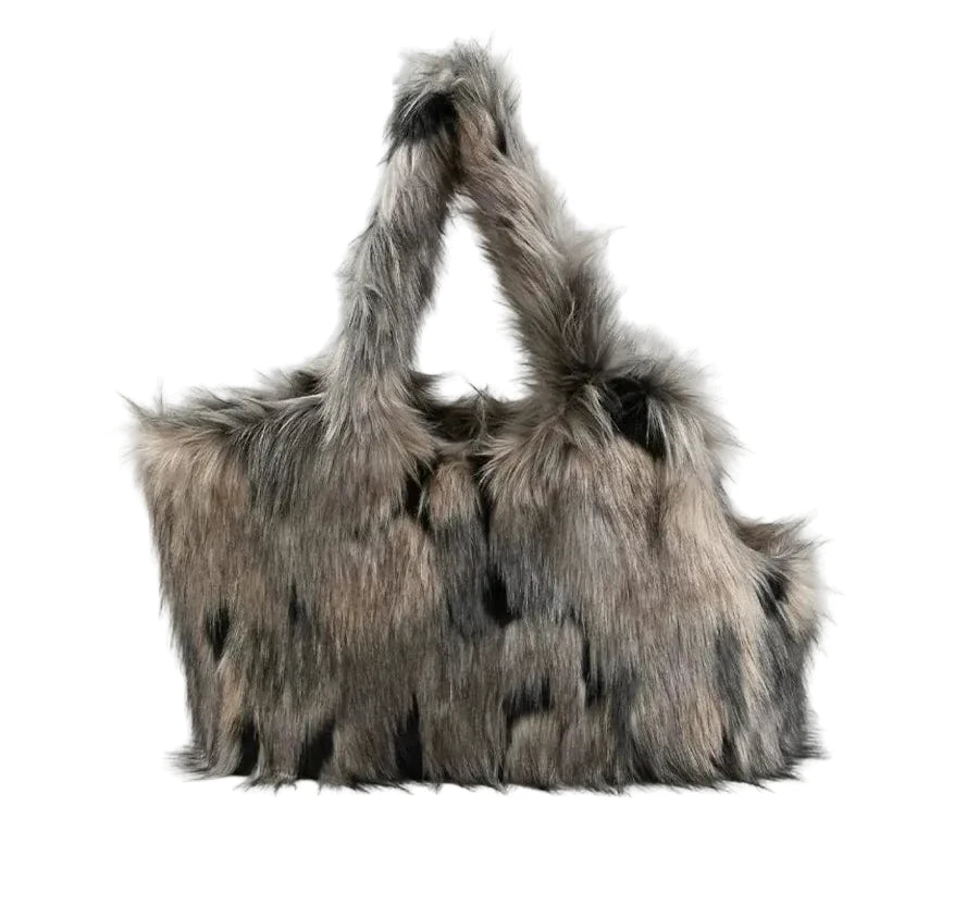 Faux Fur Dog Carrier - Brown Mix