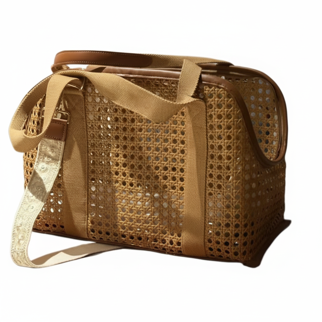 Woven Pet Dog Tote Carrier - Tan