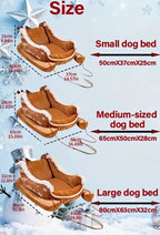 Christmas Sleigh Dog Bed - Tan