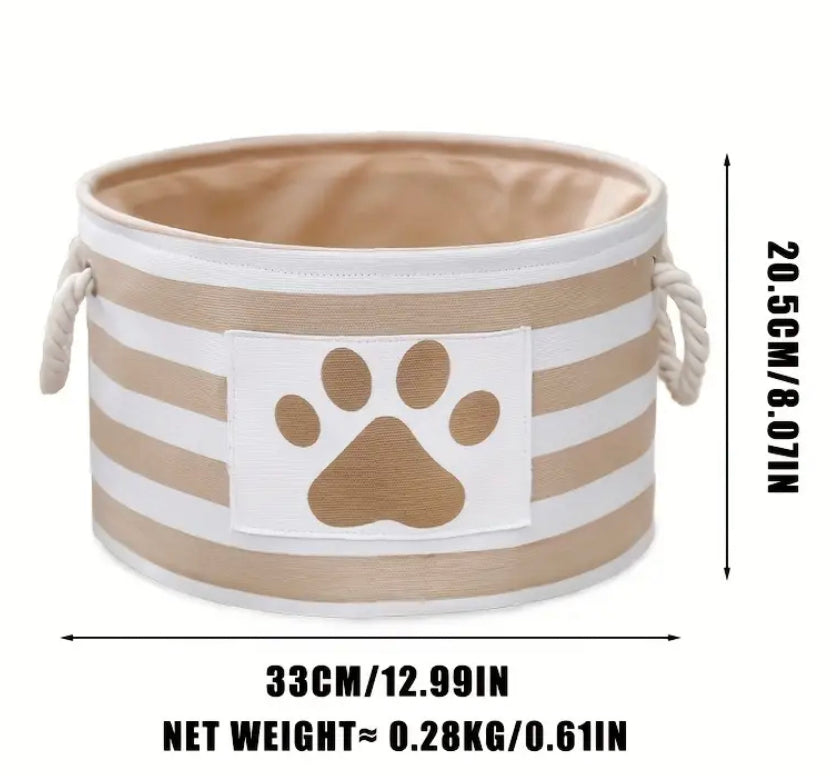 Dog Toy Storage Box with Rope Handle - Beige