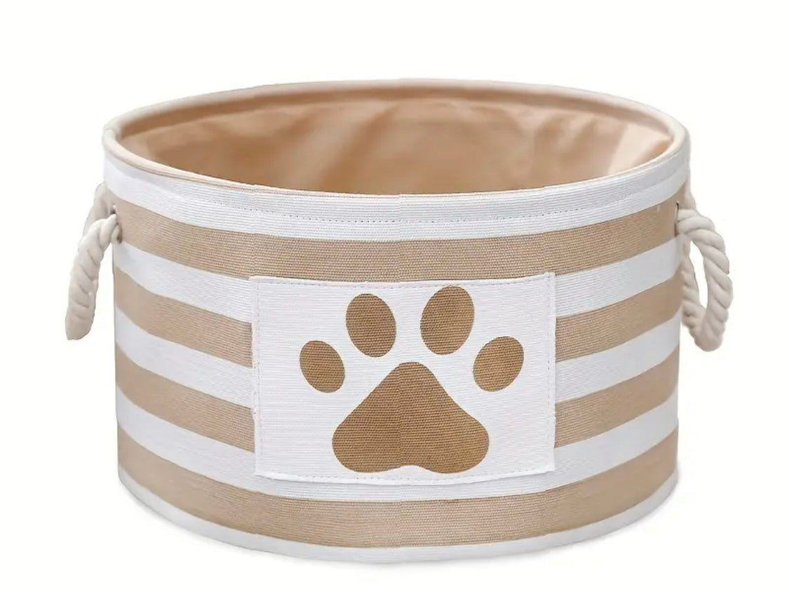 Dog Toy Storage Box with Rope Handle - Beige