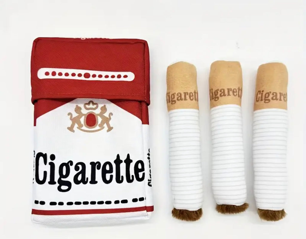 Interactive Squeaky Plush Dog Toy Set - Cigarette