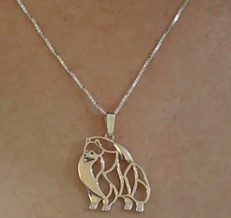 Pomeranian Necklace - Gold