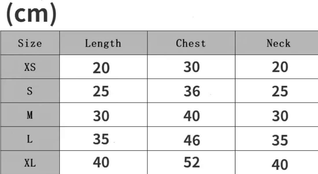 Size chart for Dog Rosette Wedding Dress showing dimensions in cm for XS, S, M, L, and XL.