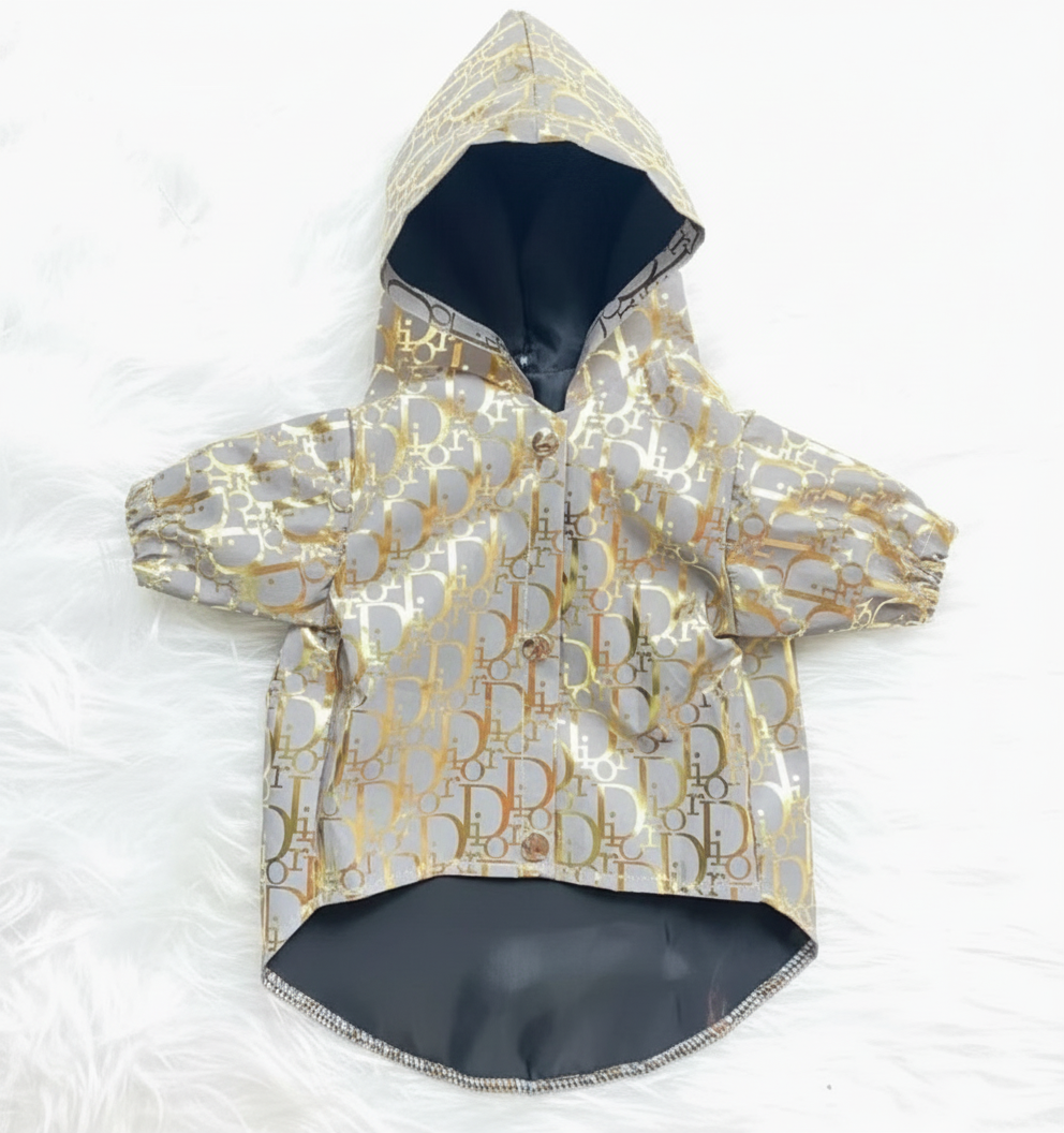 Dogior Light Reflective Dog Rain Coat - Gold/Silver