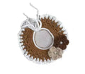 Crochet Flower Dog Collar with Pearl Detail - Mocha Brown