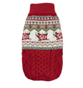Vintage Rose Cable Knit Dog Jumper - Red
