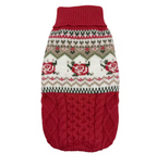 Vintage Rose Cable Knit Dog Jumper - Red