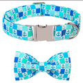 Nautical Anchor Dog Collar and Bow Set - Blue