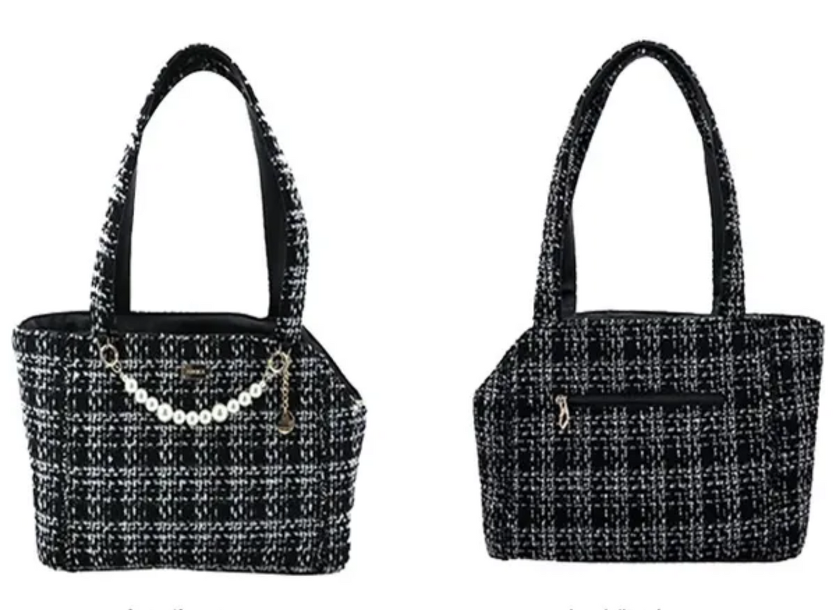 Tweed Boucle Style Pet Dog Carrier - Black