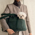 Luxe Boucle Textured Pet Dog Carrier - Bottle Green