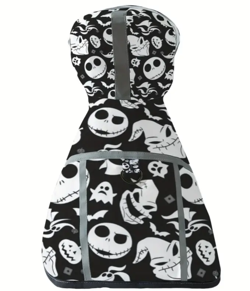 Halloween Gothic Jack Dog Raincoat - Black