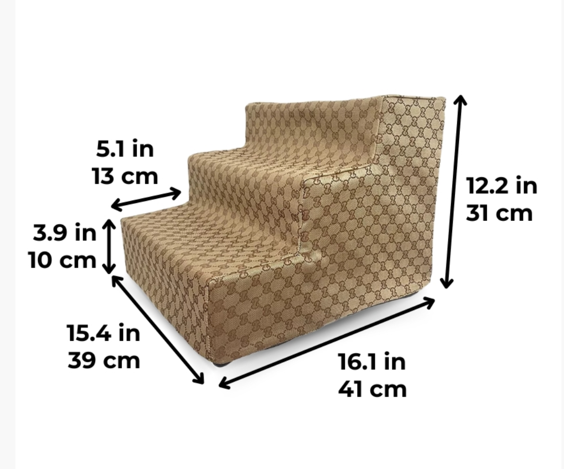 Designer 3 Step Dog Stairs - Beige