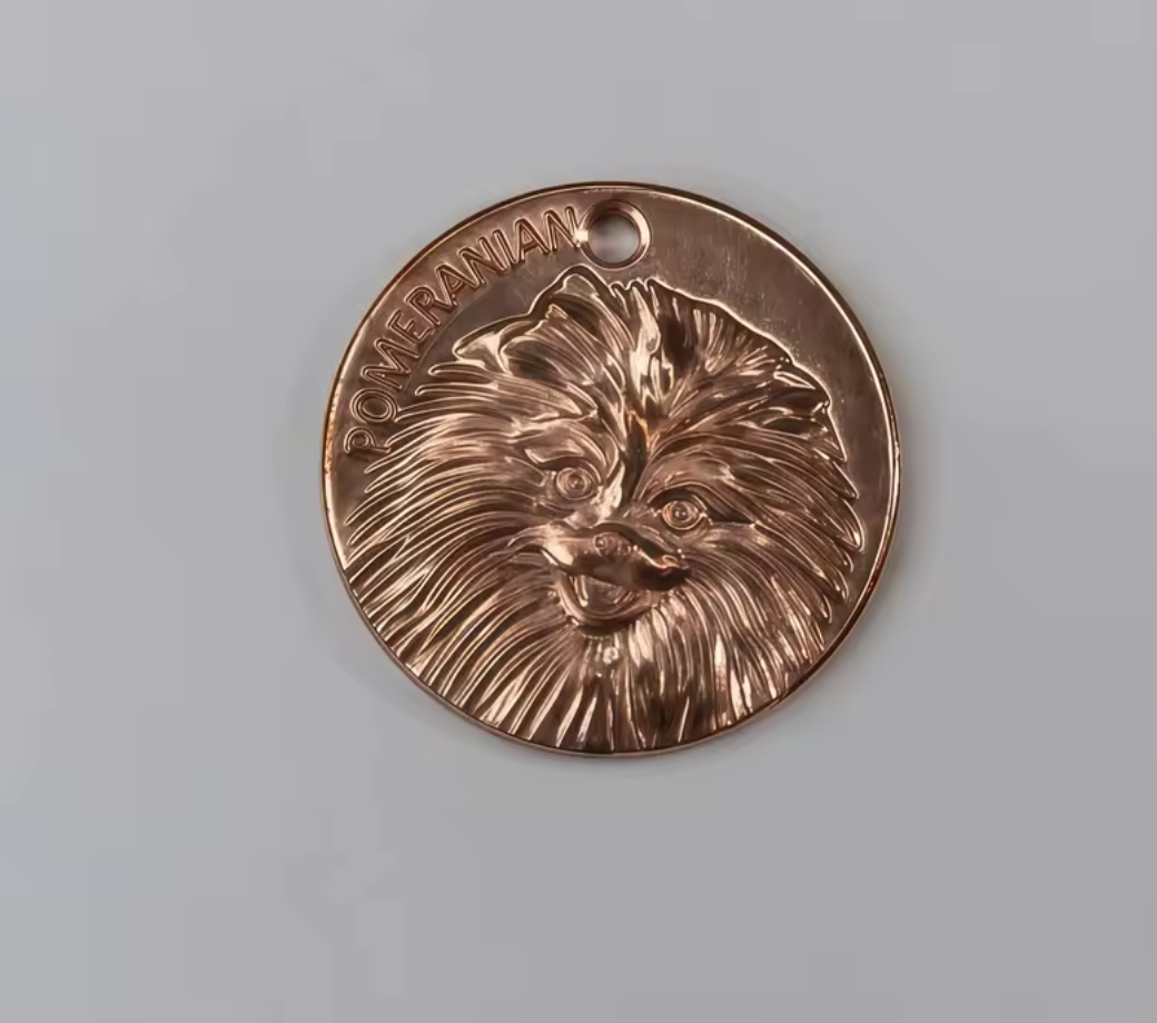Pure Copper Pomeranian ID Tag Embossed