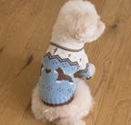 Equestrian Pony Dog Cable Knit Jumper - Light Blue/Brown