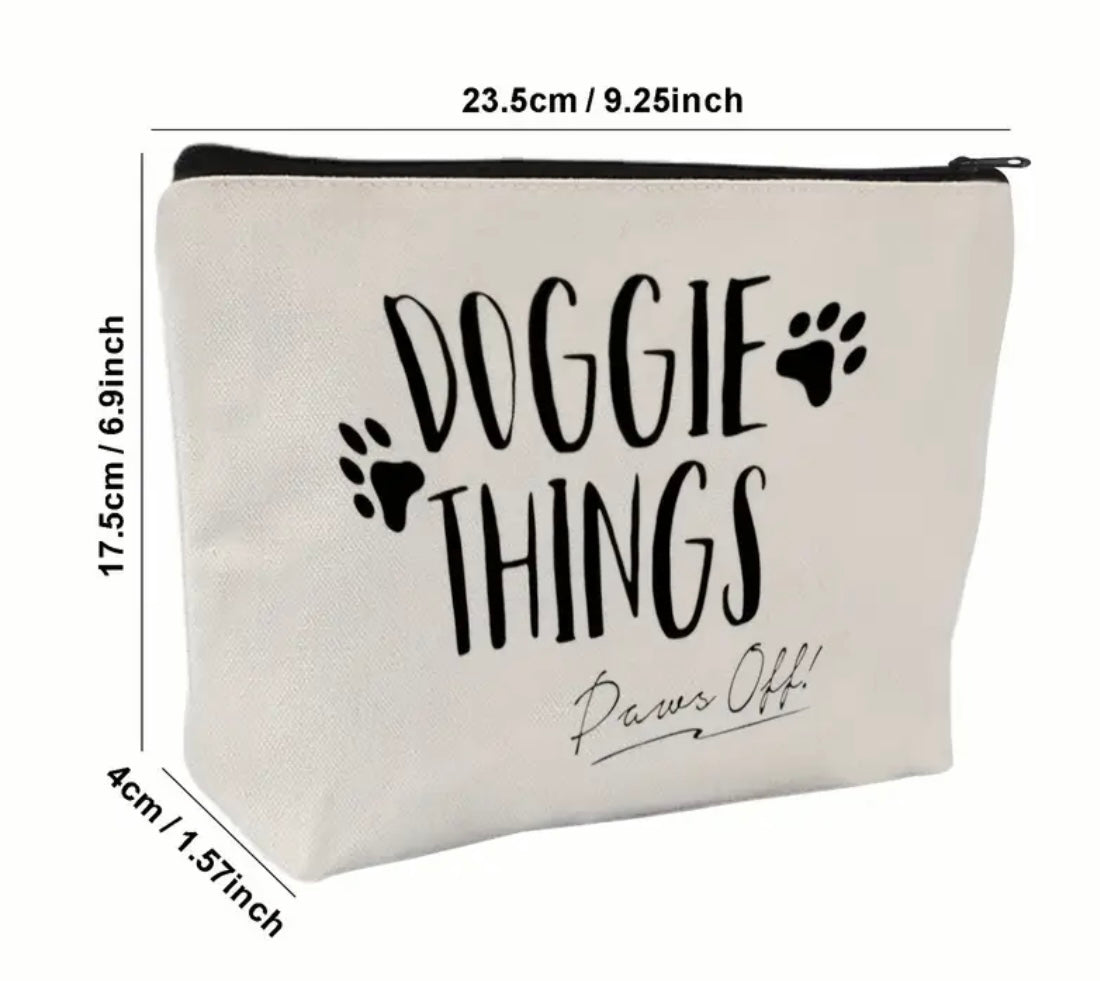 Doggie Things Paws Off Canvas Toiletry Bag