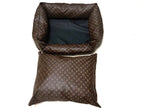 Luxury Faux Leather Dog Bed - Brown