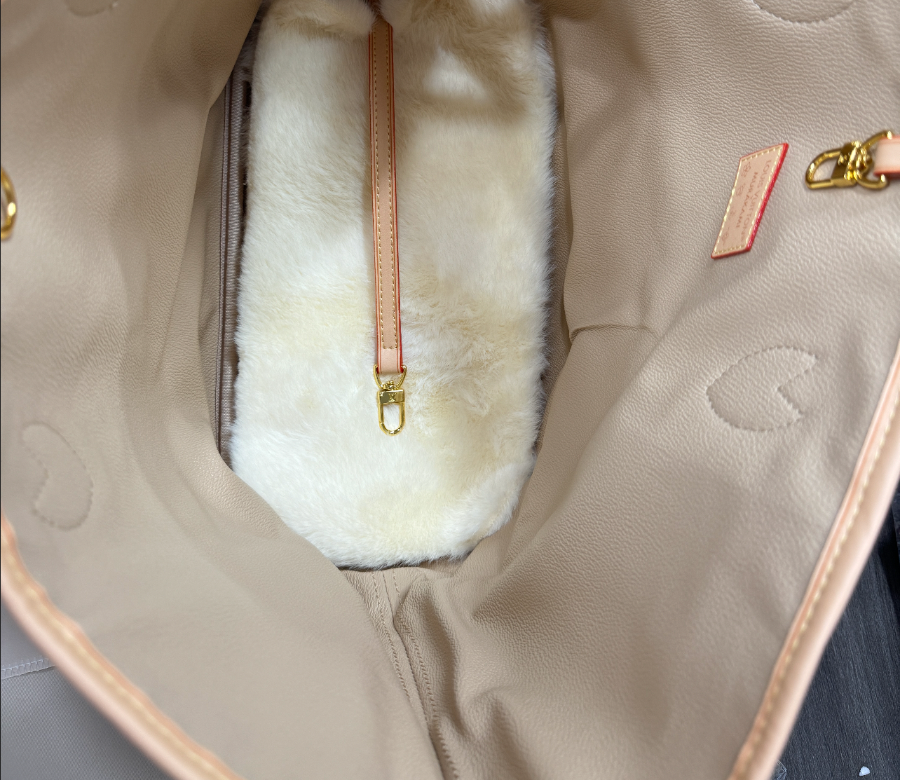 NeverWoof Luxury Bone Pet Carrier Tote Bag - Khaki