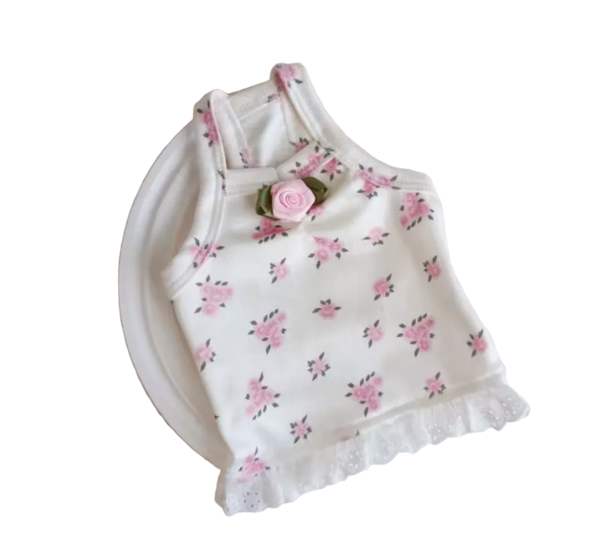 Aurora Rosette Dog Vest with Floral Details - Pink