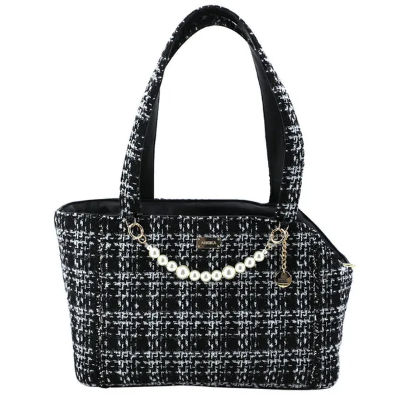 Tweed Boucle Style Pet Dog Carrier - Black