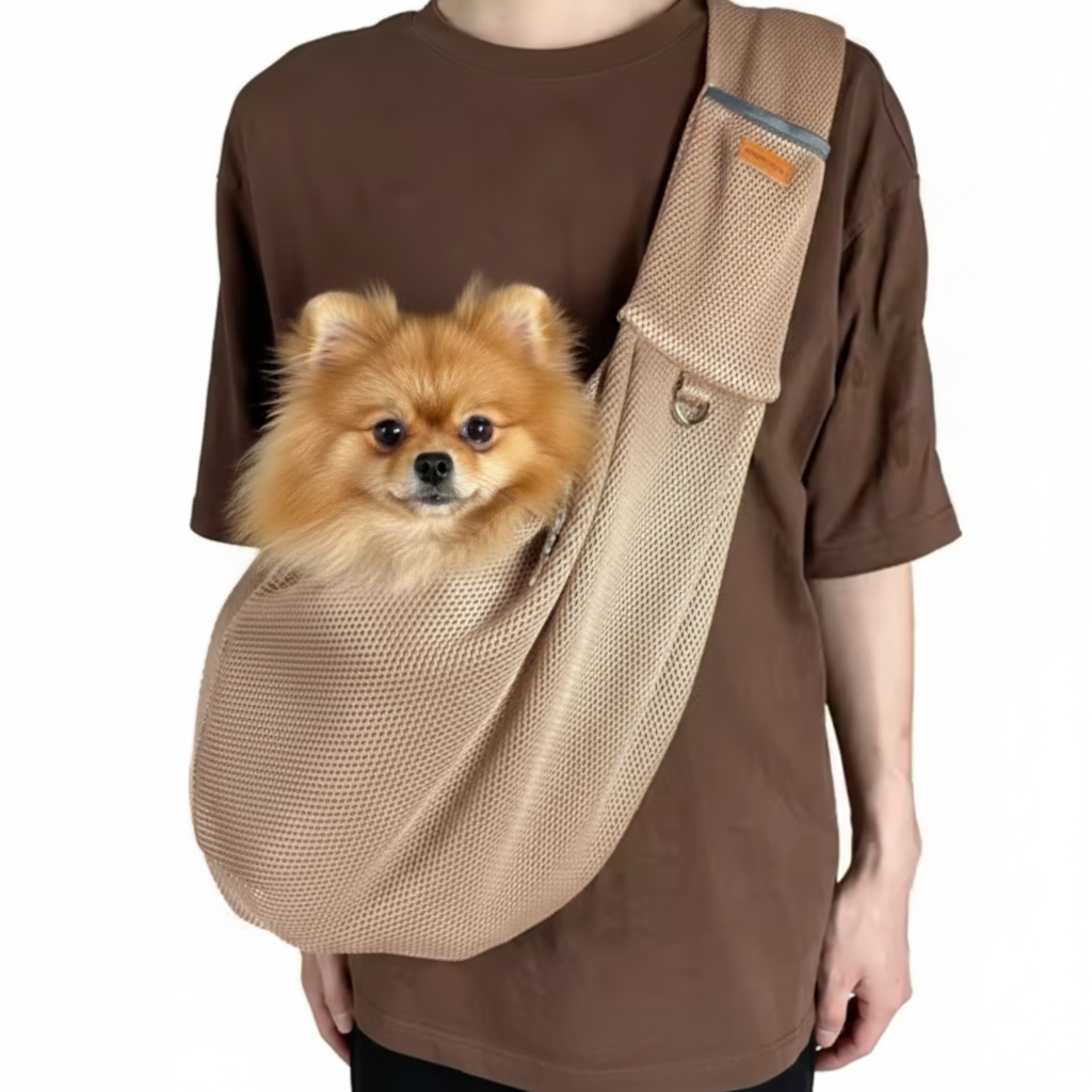 Mesh Dog Pet Sling Carrier - Beige