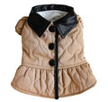 Peplum Style Collared Dog Jacket - Beige/Black