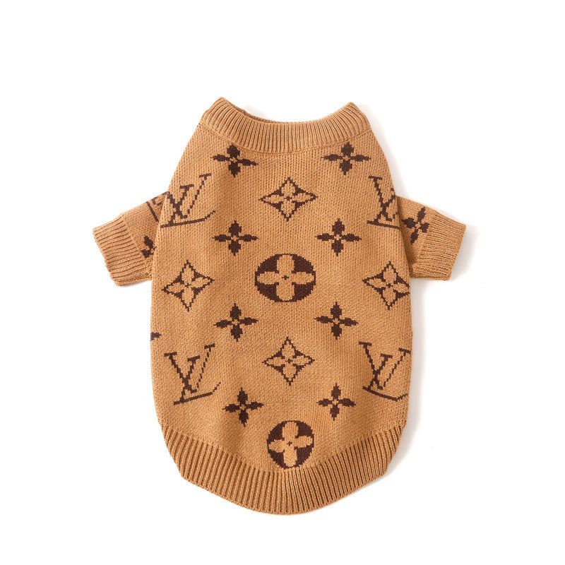 Monogram Dog Knit Jumper - Camel